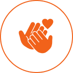 Clapping hands with heart symbol