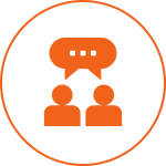 Two people communicating icon